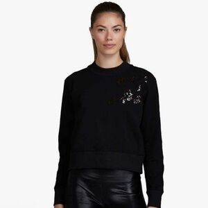 Noli Yoga Women's Leopard Sequin Black/Orange Sweatshirt Size L